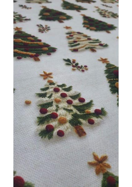 3D Baskılı Lekeye Dayanıklı Yılbaşı Ağacı Temalı Masa Örtüsü fiyatları