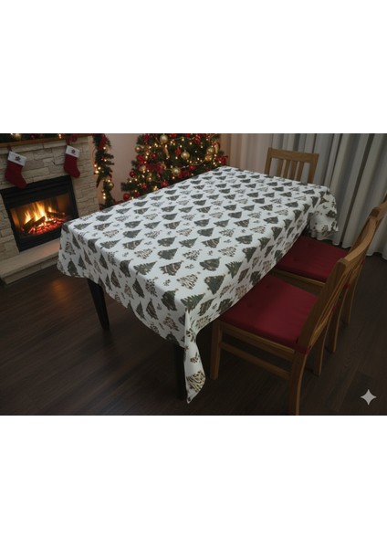 3D Baskılı Lekeye Dayanıklı Yılbaşı Ağacı Temalı Masa Örtüsü fırsatları