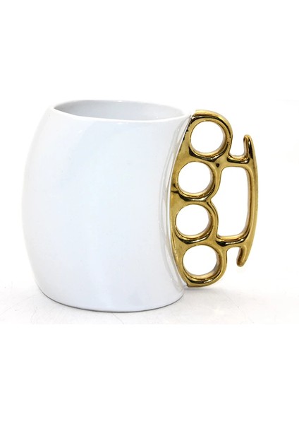 Porselen Muşta Tasarımlı Kupa Bardak Beyaz Renk