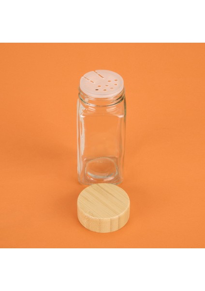 Bambu Kapaklı Etiketli Cam Baharatlık - Açık Kahverengi - 12 cm fiyatları