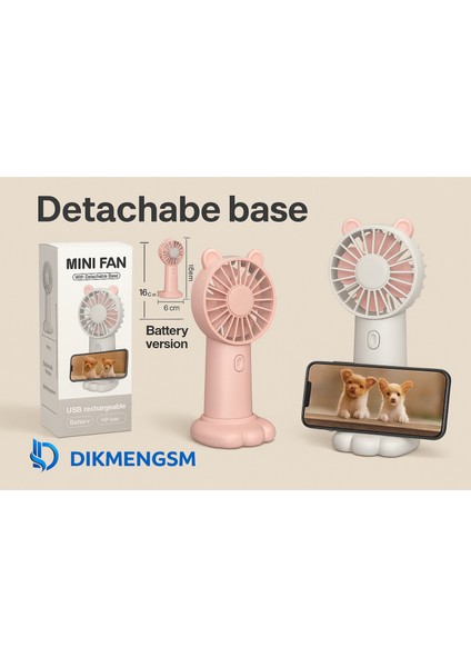 💨 Subzero HD19 Ofis Için Masaüstü USB El Fanı (Pilli Model) | Şarjlı, Sessiz ve Taşınabilir Mini Fan