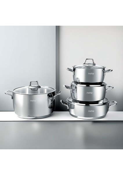 Silver Klasik 8 Parça Çelik Tencere Seti - Gri modelleri