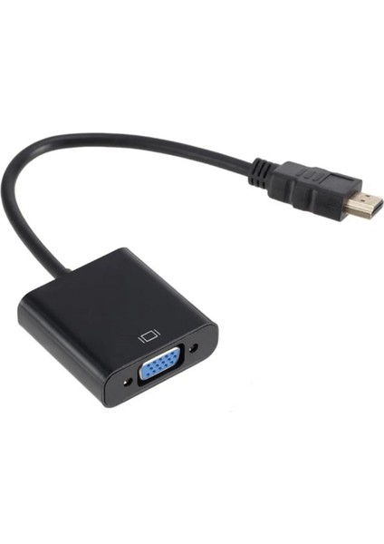 HDMI To VGA Görüntü Çevirici Aparat, Dijital HDMI Çıkışlı Bilgisayarların Görüntüsünü VGA Girişli Monitör, Projeksiyon Vb Görüntü Cihazlarına Aktarır, Çevirir, Siyah, Ses Çıkışsız,