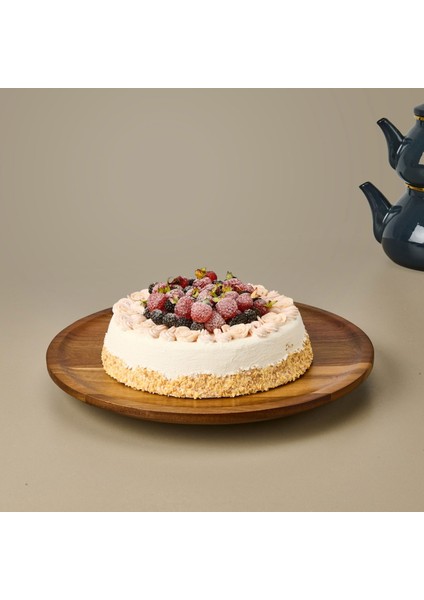 Akasya Yuvarlak Dönerli Sunumluk - Kahverengi - 35 cm