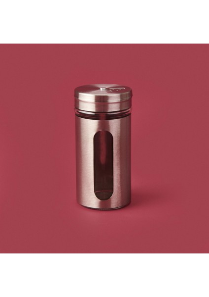 Metal Kaplı Cam Baharatlık - Gri - 11 cm