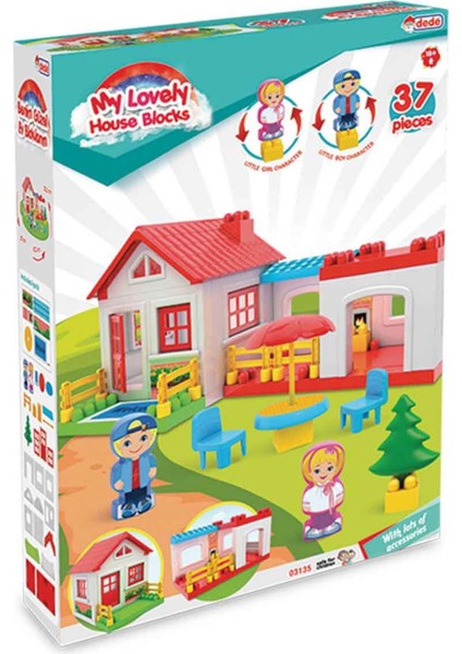 Oyuncak Tek Katlı Ev Bloklar (37 Parça)