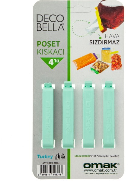 4'lü Büyük Boy Poşet Kıskacı - Asorti modelleri