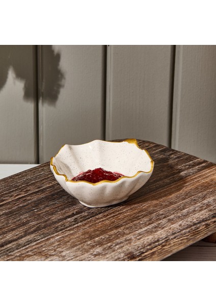 Seramik Yaprak Çerezlik - Krem - 11 cm