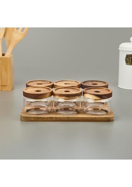Akasya 6'lı Kahvaltılık Takımı - Kahverengi / Şeffaf - 29X19,5 cm