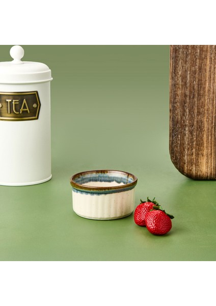 Porselen Sufle Kabı - Mavi - 9 cm