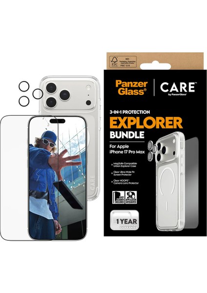 Panzerglass Apple iPhone 17 Pro Max Urban Explorer 3'ü 1 Arada Paket Şeffaf