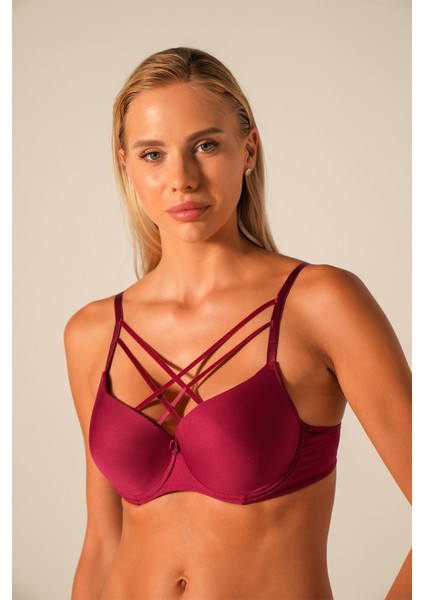 Kadın Çapraz Ipli Balenli Dolgulu / Destekli Sütyen