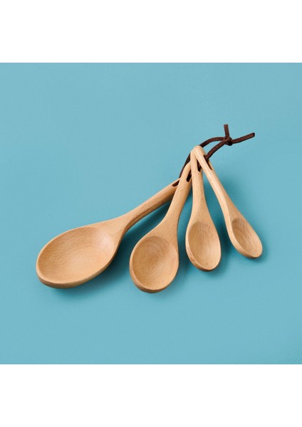 4'lü Bambu Kaşık Seti - Açık Kahverengi