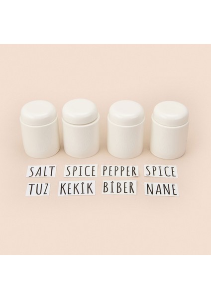 4'lü Mini Porselen Baharatlık - Beyaz