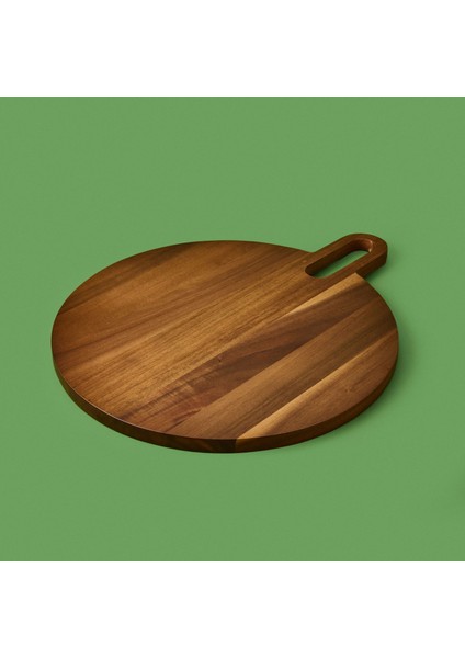 Akasya Yuvarlak Kesim Tahtası - Kahverengi - 43 cm
