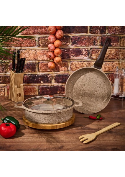 Montana 3 Parça Tava Seti - Bej - 26 cm