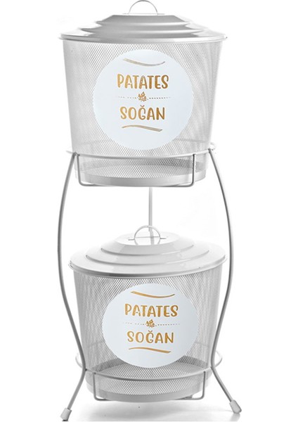 Metal 2 Katlı Sebzelik - Beyaz