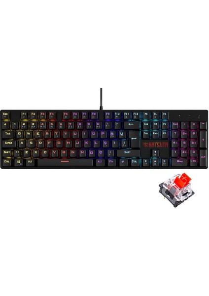 Katsuta Red Switch Mekanik Gaming Oyuncu Klavyesi 11 Işık Animasyonlu LED Işıklı