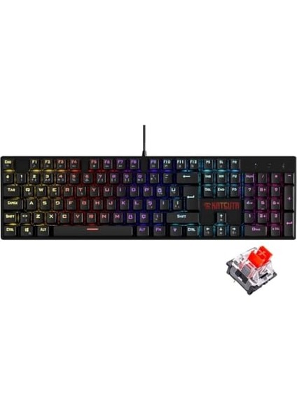 Katsuta Red Switch Mekanik Gaming Oyuncu Klavyesi 11 Işık Animasyonlu LED Işıklı fiyatları
