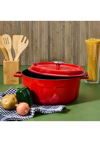 Döküm Tencere - Kırmızı - 28 cm