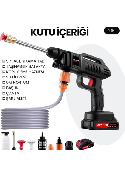 Şarjlı Yıkama Tabancası| 70 Bar Güç | Köpükleme | Güçlü Batarya indirimleri