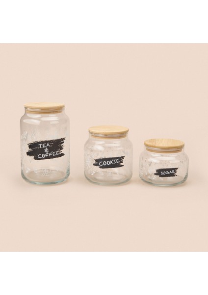 Siena Jar 3'lü Kavanoz Seti - Açık Kahverengi / Şeffaf