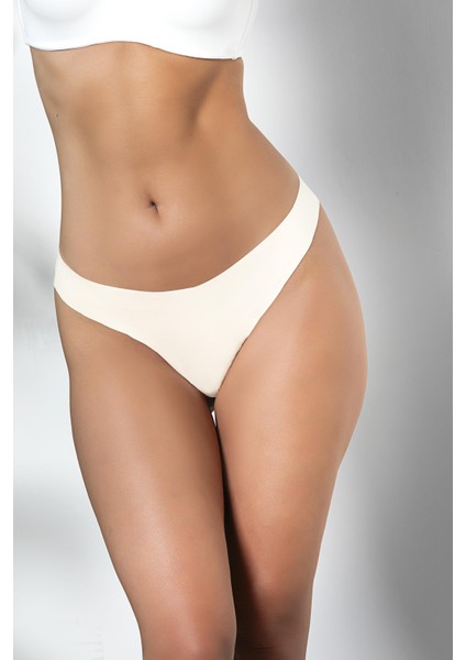 3'lü Paket Dikişsiz, Iz Yapmaz, Lazer Kesim, String Külot Ekru (MGP21262)