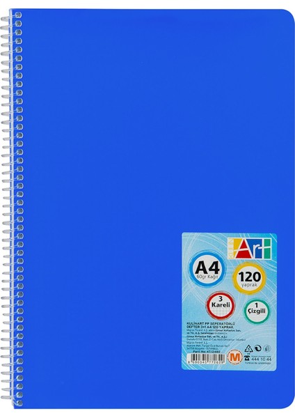 Sp Pp Bölmeli Defter 3+1 A4 120 Yaprak