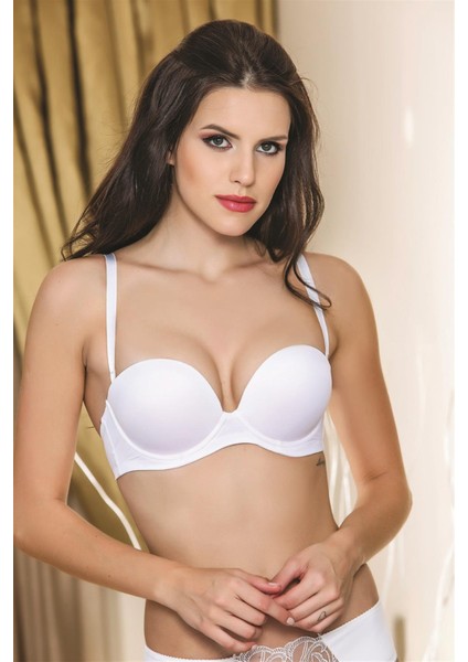 Günlük Kullanıma Uygun Destekli Straplez Sütyen Beyaz (MGP1460)