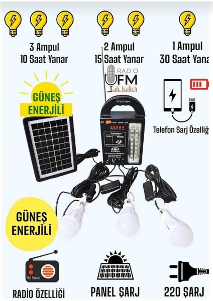 Güneş Enerjili Aydınlatma Sistemi Set Ampullü Çadır Kamp Alanı indirimleri