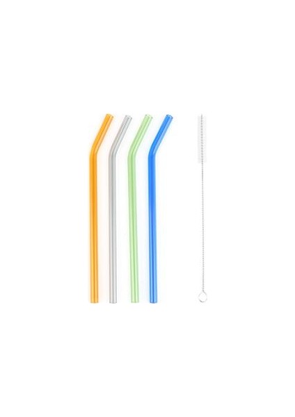 4'lü Cam Pipet Seti - Renkli - 20 cm