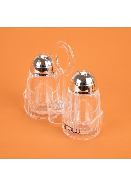 Metal Başlıklı Akrilik Tuzluk Seti - Şeffaf / Gri - 7 cm fiyatları