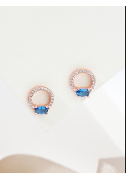 925 Ayar Rose Kaplama Zirkon Taşlı Yuvarlak Gümüş Küpe fiyatları