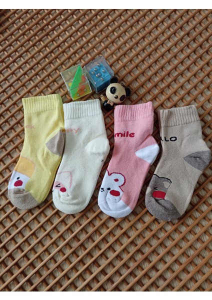 Kalın Havlu Termal Burun Dikişsiz 4'lü Kız Çocuk Çorabı