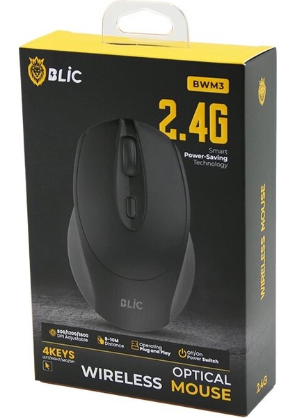 Blic-Bwm3 Siyah Kablosuz Mouse 2.4g 8-10M Distance Wireless - Kablosuz 1600DPI (5224)