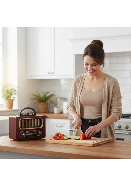 Orta Boy Retro Ahşap Tasarım Bluetooth Hoparlörlü Radyo – Fm/am Destekli, Şarjlı ve Taşınabiliri Radyo NS-6636 (5224) fırsatları