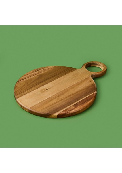 Akasya Yuvarlak Halkalı Kesim Tahtası - Kahverengi - 32X24 cm