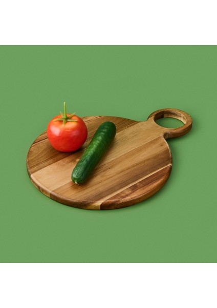 Akasya Yuvarlak Halkalı Kesim Tahtası - Kahverengi - 32X24 cm fiyatları