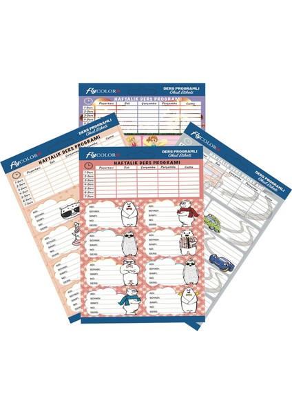 Ders Programlı Okul Etiketi 3 Lü