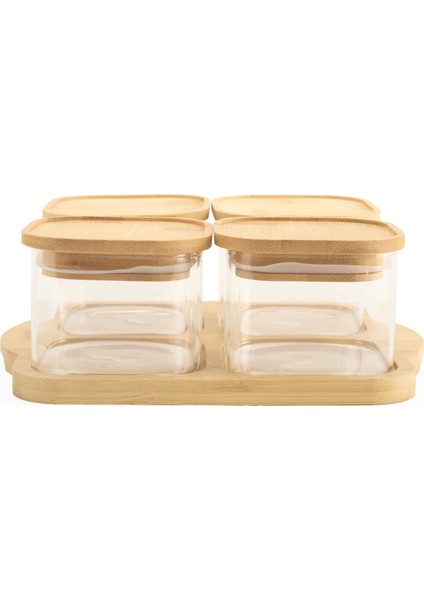 4'lü Cam Kahvaltılık - Şeffaf / Açık Kahverengi - 10X10 cm fiyatları