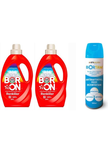 Doğal Mineralli Sıvı Çamaşır Deterjanı Boron Renkliler Için 52 Yıkama+ Bortam Dezenfektan.