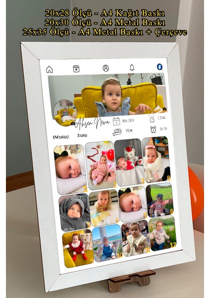 Kişiye Özel Face-Book Stil 13 Fotoğraflı 1 Yaş Gelişim Posteri – Kağıt & Metal & Metal + Beyaz Mdf Çerçeve Seçenekleriyle fiyatları