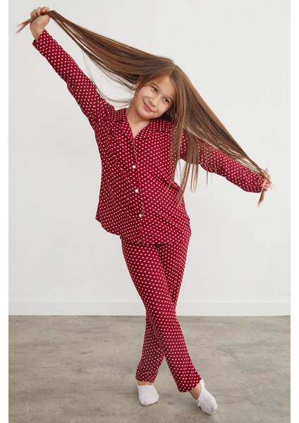 Kalp Desenli Süet Kız Çocuk Pijama Takımı modelleri