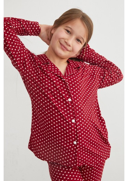Kalp Desenli Süet Kız Çocuk Pijama Takımı fırsatları