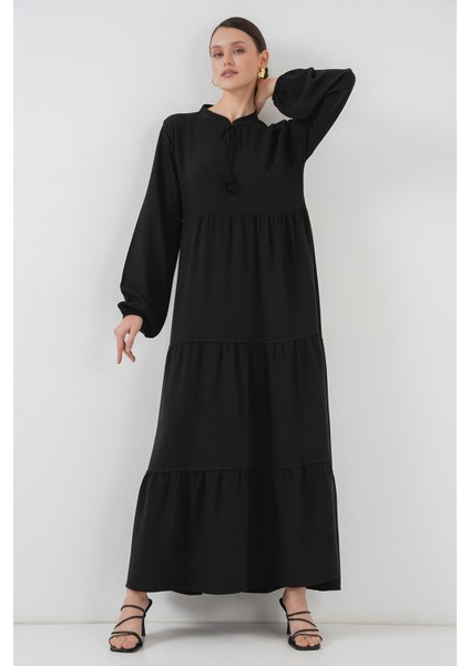 Kadın BDART Fiyonk Detaylı Viskoz Maxi Elbise Siyah