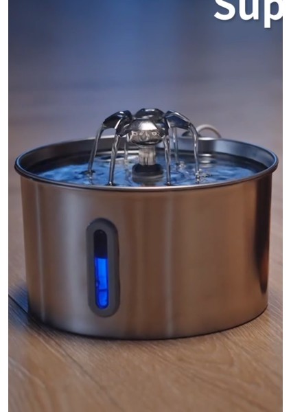 Su Seviyesi Göstergeli 2.2 L Paslanmaz Çelik Kedi Köpek Için Su Pınarı Su Çeşmesi Su Sebili USB Kablolu BP02 indirimleri