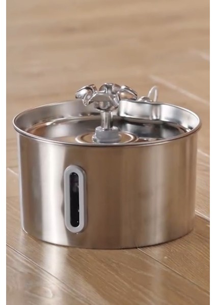 Su Seviyesi Göstergeli 2.2 L Paslanmaz Çelik Kedi Köpek Için Su Pınarı Su Çeşmesi Su Sebili USB Kablolu BP02