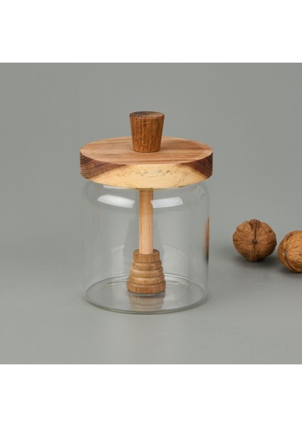 Akasya Kapaklı Kavanoz - Kahverengi / Şeffaf - 450 ml fiyatları