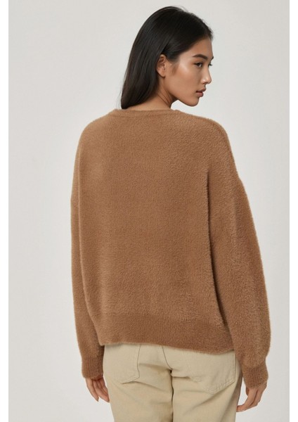 Kadın Sakallı Ultra Yumuşak Bisiklet Yaka Triko Kazak Natural indirimleri