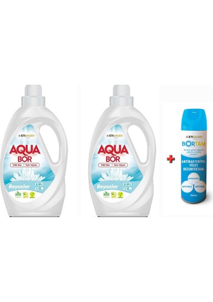 Doğal Mineralli Beyazlar Için Sıvı Çamaşır Makinası Deterjanı Sıvı 2*2.15L 66 Yıkama+ Dezenfektan.